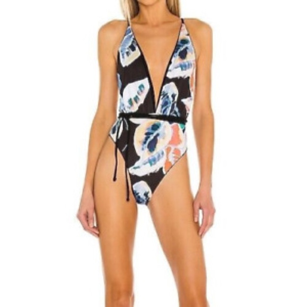 Maaji  Evening Ambiance‎ Reversible Safari Plunge Neck One-Piece Swimsuit- New
